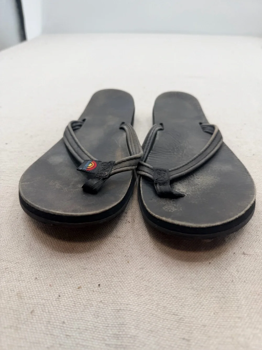 Rainbow Men's Black Double-Strap Flip Flop Sandals